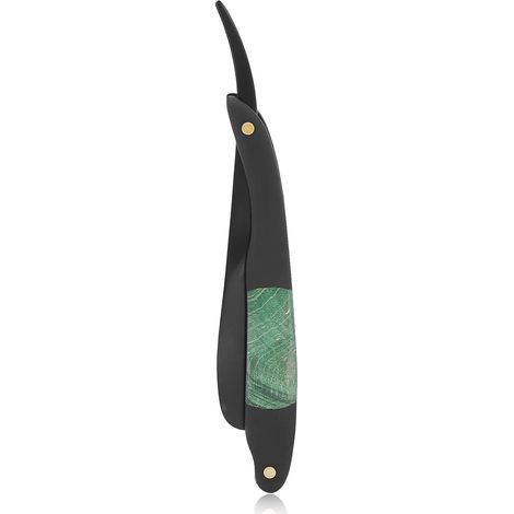Rasoir manuel vintage, porte-rasoir, couteau de coiffure, rasoir de soin pour homme, manche vert, noir (1/5)