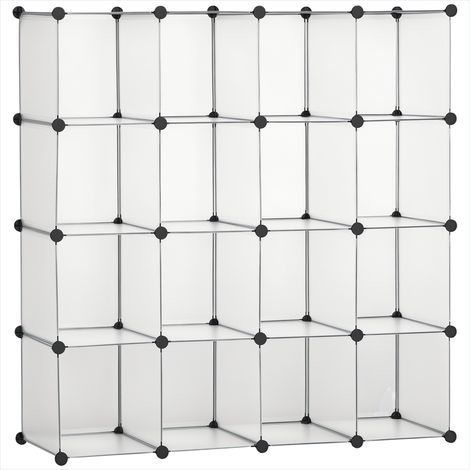 Bibliothèque modulaire 16 cubes en plastique blanc en PP (1/5)