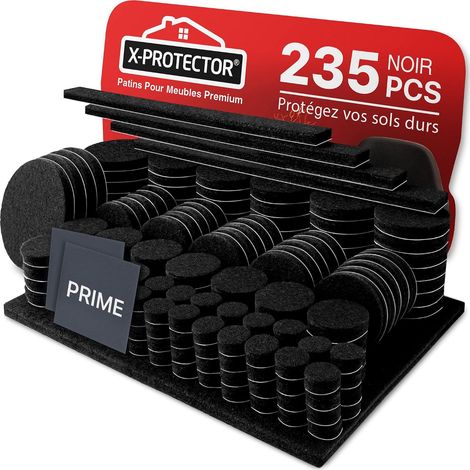 235 PCS Patins en Feutre Auto-Adhésifs - Patins pour Meubles Noir - Patin Meuble - Patin Feutre Autocollant - Patins Glisseurs pour Meubles - Protégez Vos Sols (1/5)
