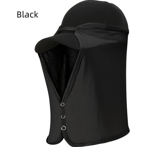 Masque de randonnée extérieur 1 pièce pour protection anti-UV, alpinisme, cyclisme, pêche, protection contre les moustiques, Chapeau d'été et printemps avec visière, unisexe, Noir (1/5)