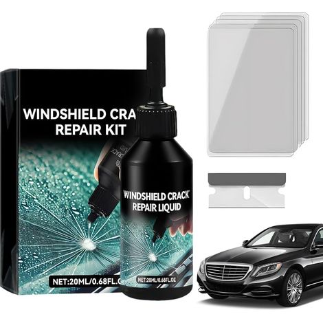 Kit de reparación de parabrisas, pegamento para parabrisas de coche, kit de reparación de parabrisas de coche, kit de reparación de cristales rotos, telaraña, estrella, muesca, media luna (1 unidad) (1/5)