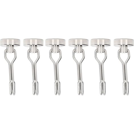 Lot de 6 crochets aimantés pivotants 180° N35 pour rangement cuisine salle de bain porte-clés légers 0 à 5kg (1/5)