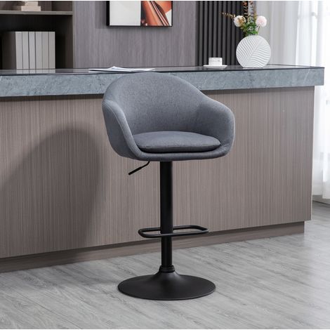 Sgabello da bar in acciaio grigio scuro, regolabile in altezza, girevole 360°, 54 x 54 x 112 cm (1/5)