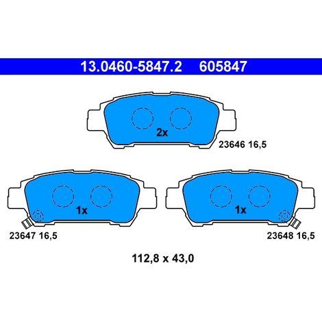 Kit de plaquettes de frein, frein à disque ATE 13.0460-5847.2 TOYOTA 04466-28040