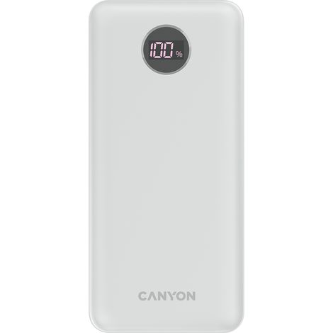 CANYON Powerbank PB-2002 LED 20000 mAh PD 20W QC 3 Weiß (1/4)