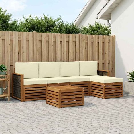 vidaXL Outdoor-Sofagarnitur mit Kissen 6 pcs Natur und Creme (1/5)