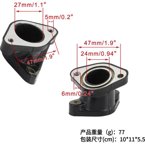 Motorcycle intake manifold connector compatible with CRF100/CRF100F (04-09 11-13) XL100/XL100s (1/4)