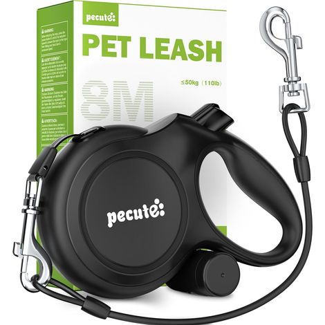 Laisse rétractable pour chien 8M, robuste et résistante jusqu'à 50kg, avec système de verrouillage rapide et poignée ergonomique, idéale pour les promenades en toute sécurité