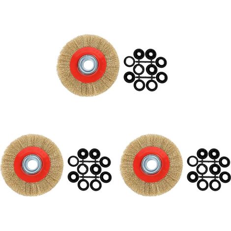 3 Pcs 8 Pouces En Acier Inoxydable Plat Brosse A Roue avec 30 Pcs Adaptateur Anneaux pour Bench Grinder Polonais (1/5)
