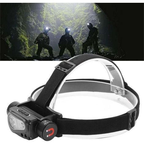 Lampe frontale à LED rechargeable par USB, lampe frontale à induction pour camping en plein air, course à pied, cyclisme, pêche,