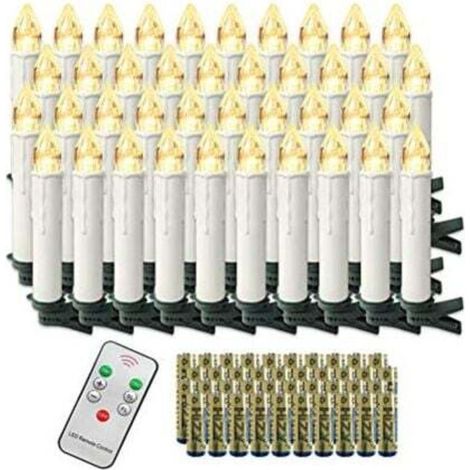 Pack de 40 bougies de Noël LED blanc chaud mini bougies de sapin de Noël sans flamme sans fil avec télécommande et piles IP44 pour sapin de Noël mariage fête (1/5)