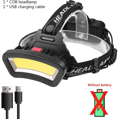 Lampe frontale LED COB rechargeable USB, lumière rouge et blanche, étanche, idéale pour la pêche, le camping et la chasse en extérieur (pile non incluse). (1/5)