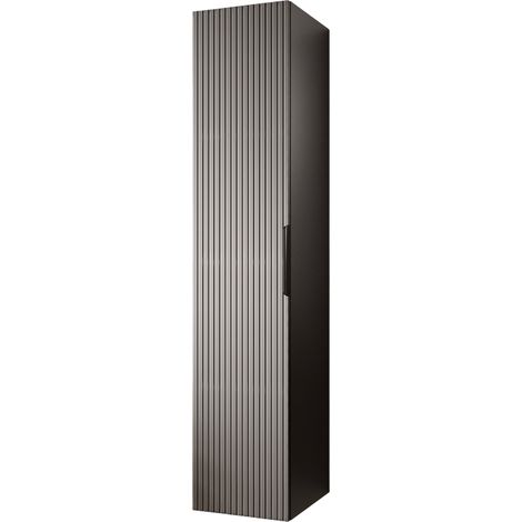 Hochschrank Bernstein TIM 35x165x35cm flexible Montage Badmöbel: Anthrazit matt profiliert, Metallgriff: Schwarz matt