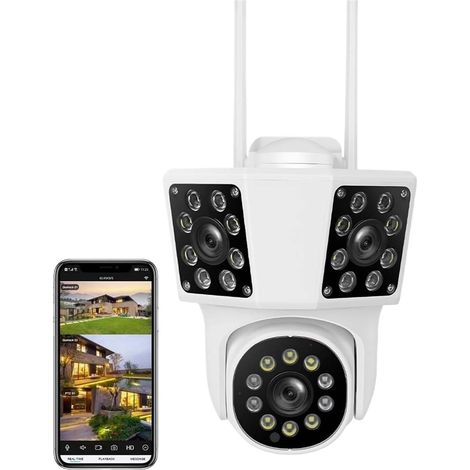 Caméra IP extérieure 8MP FHD à Trois objectifs, WiFi, Triple écran, Suivi Automatique, caméra de sécurité PTZ(8MP ADD 32G) (1/5)