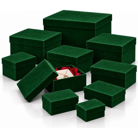 Set 10 Scatole di Natale Velluto Verde Scuro da 37.5-19cm Decorazione Natalizia (1/5)