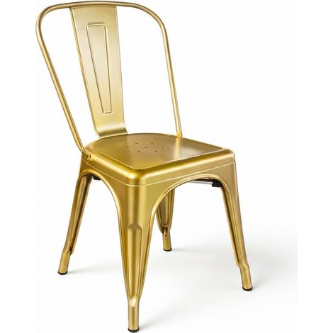ORION91oficial® - Silla BETA Dorada de Acero Estilo Industrial  Apilable, Resistente 110 kg, Antideslizante  Comedor Cocina Oficina  SpazioLuzio - Unidad (1/5)