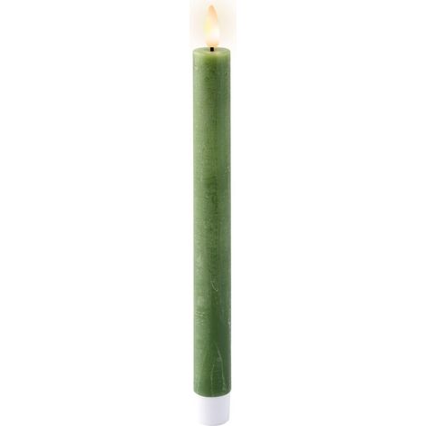 Candela di cera LED verde ø2,20 x 24,50 cm, 2 unità (1/3)