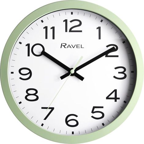Horloge Murale Moderne de 25 cm pour Le Bureau et la Cuisine - Quartz analogique - RWC.25.11 - Vert Sauge (1/5)