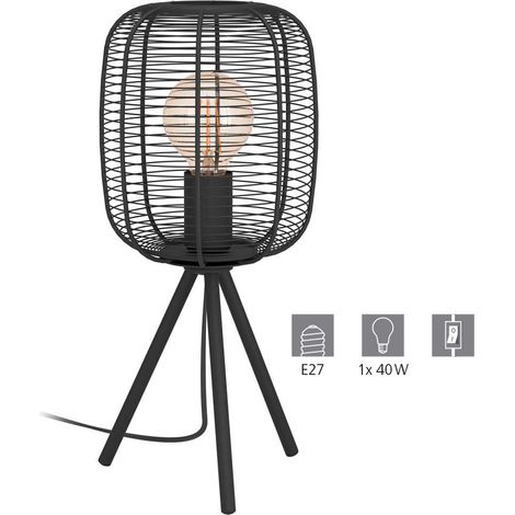 Lampada Da Tavolo Vintage Rinroe Acciaio Nero 1 Luce E27 (1/2)