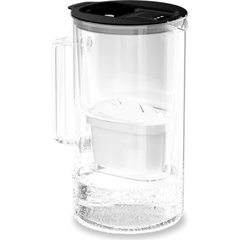 carafe filtrante en verre 2L avec compteur LED, cartouche - Noir (1/5)