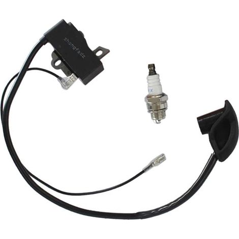 Bobine d'allumage avec bougie pour Stihl FS120, FS120R, FS200, FS200R, FS250, FS250R, FS300, FS350, FR350, FR450, FR480, FR480C - Rechange 4134 400 1301 (1/2)