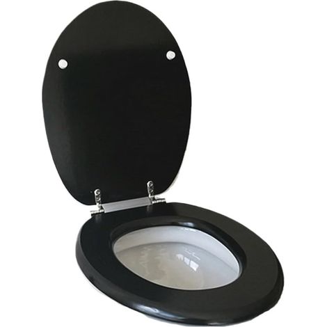 de toilette universel noir revêtement en bois massif épais