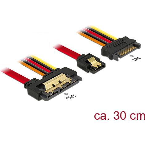 Delock Cable SATA de 6 Gb/s hembra de 7 contactos + AlimentaciÃ³n macho de 15 contactos SATA  SATA recto hembra, metÃ¡lico de 22 contactos y 30 cm
