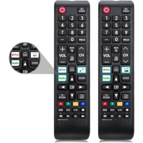 Universal remote control for Samsung TVs – Pack of 2 models compatible with Netflix & Hulu, IR function, reliable replacement