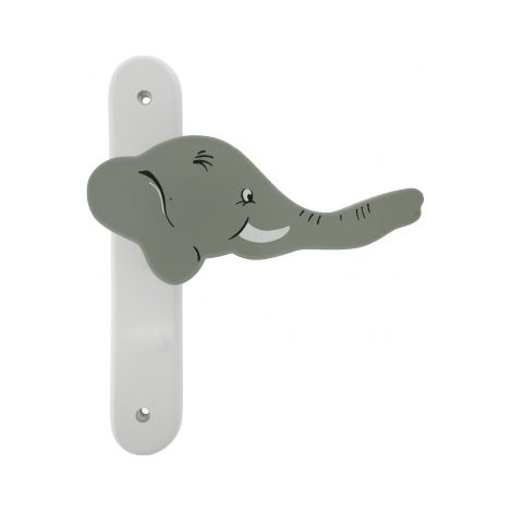 Ouvre&Déco – Poignée de porte d'intérieur éléphant sans trou – Bois gris – Entraxe 195 mm – Pour chambres d'enfants – Finition décorative