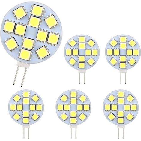 G4 LED-Lampe, 2 W, AC/DC 12–24 V, 200 lm, warmweiß (3000 K), 12 x 5050 SMD, entspricht einer 20-W-Halogenlampe, nicht dimmbar, runde G4-LED-Lampe für Schrankbeleuchtung und Einbauleuchten, 6er-Pack