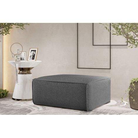 Polsterhocker Designerhocker CELES PREMIUM 85x85 cm Stoff Ascot Bukla Graphit (1/3)