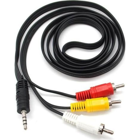 1,5M prise jack 3,5 mm à 3 X fiches RCA mâle à l\'adaptateur AV Homme Câble Audio Vidéo (1/4)