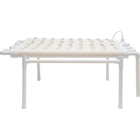 Système de culture hydroponique, capacité de 54 plantes, construction en PVC-U durable, BLANC (1/2)