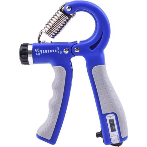 Entraîneur de mains, de doigts et d'avant-bras, réglable de 5 à 60 kg, bleu (1/4)