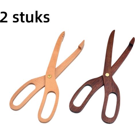 Ensemble de 2 pinces de cuisine en bois 25 x 8 cm pour pâtisserie desserts pain barbecue et autres aliments avec prise pratique couleurs bicolores (1/5)