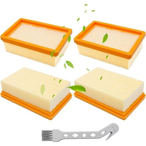 4 Pièces Kit Filtre Aspirateur Karcher, Filtre Karcher, Filtres à Plis Plat pour Karcher WD6/WD5/WD4/MV4/MV5/MV6 Aspirateurs Polyvalents Avec 1 Petite Brosse, Compatible Avec Karcher 2.863-005.0 (1/4)
