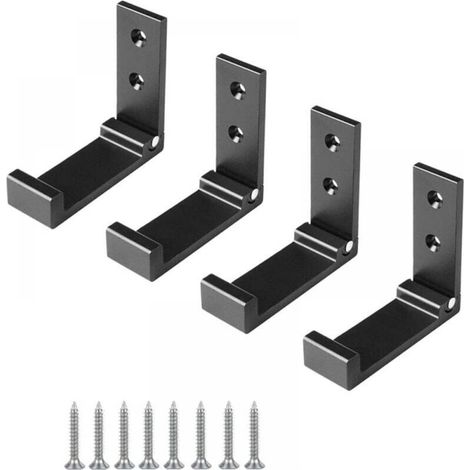 4 Pieces Aluminum Alloy Wall Mounted Hanger Hook 90° Foldable Coat Hooks with Screws for Wall Door Cabinet Kitchen Bathroom Wall Mounted Office Cloakroom Bathroom (Black) (1/5)
