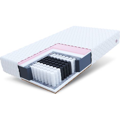 Matratze 180x200 Taschenfederkern REGGIO 7 Zonen H2 H3 26 cm Kokos Visco Latex Polyurethanschaum Klimafaser JERSEY