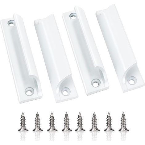 Tiradores de 4 piezas para puertas correderas con tornillos para ventanas, cajones y puertas de armarios, color blanco. (1/5)