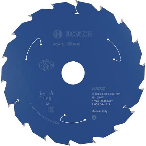 BOSCH Lame de scie circulaire sans-fil Expert for Wood - Bois - 190 mm - 1.5 mm - 30 mm - 18 dents (1/4)