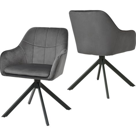 Goeurvant Moderner Esszimmerstühle mit dicker Doppelsitzpolsterung, breiter Rückenlehne und ergonomischen Armlehnen - 2er Set - Dunkelgrau