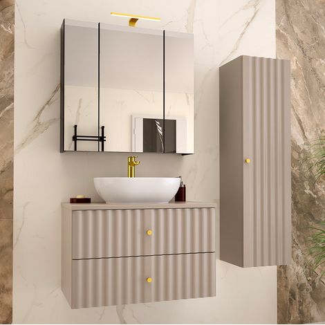 Ensemble meuble simple vasque 80cm et colonne Izae Cachemire (1/5)