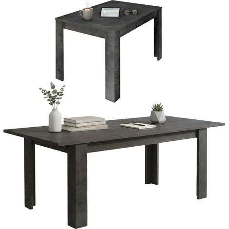 Dmora Tavolo da pranzo allungabile, colore grigio cemento, Misure 137 x 79 x 90 cm (fino a 185 cm con l'allunga), con imballo rinforzato