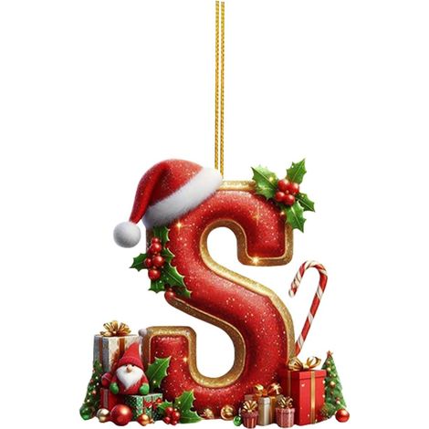 26 adornos de letras para árbol de Navidad, adornos colgantes con letras para decoración navideña (S) (1/5)