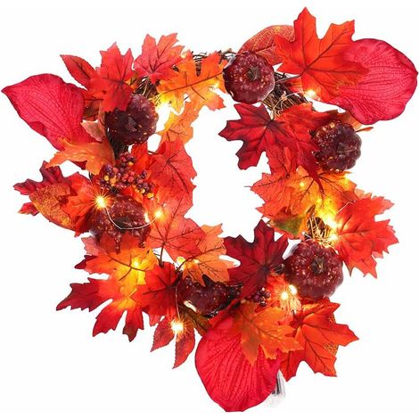 Artificial Maple Leaf Pumpkin Wreath Front Door Decoration