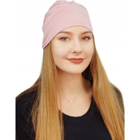 Turban Jasmina rose froissé sans motif, même après la chimiothérapie (1/5)