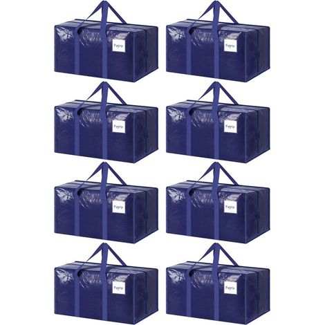Sacs de déménagement grande capacité, cartons d'emballage et rangements pour couettes, motif peau de serpent, bleu marine, 74 x 33 x 36 cm - Lot de 8 (1/5)