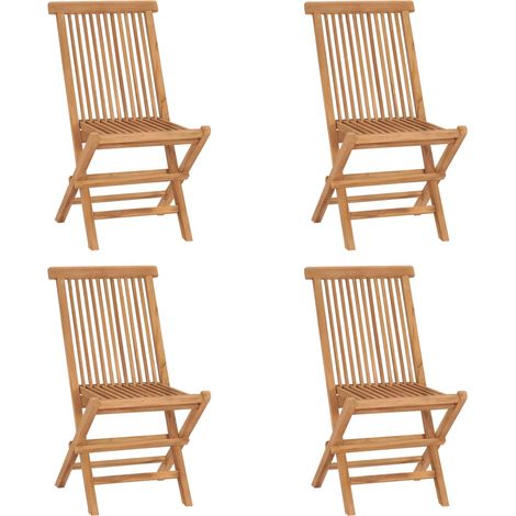 vidaXL Klappbare Gartenstühle Set von 4 Massivholz Teak