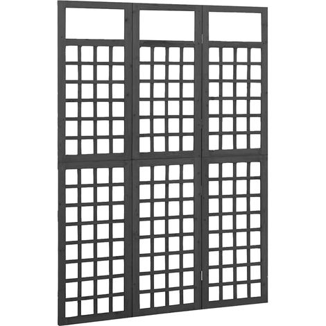 Paravent Cloison de séparation à 3 panneaux, Pour Jardin, Balcon, Terrasse Bois de pin Noir 121x180 cm OIB7322E (1/5)