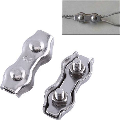 10 Stück M3 Duplex-Klemmen aus Edelstahl, Drahtseilklemmen, Bremssattel (1/5)